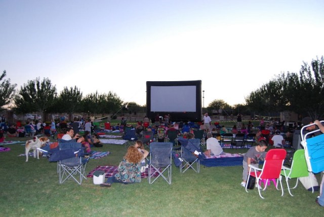 Rancho Sahuarita, where residents bring their own folding chairs to "Movies Under The Stars".